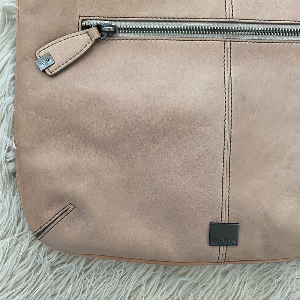Kooba Tan Two Tone Leather Crossbody Saddle Bag Messenger Tote Large Purse - Picture 12 of 16